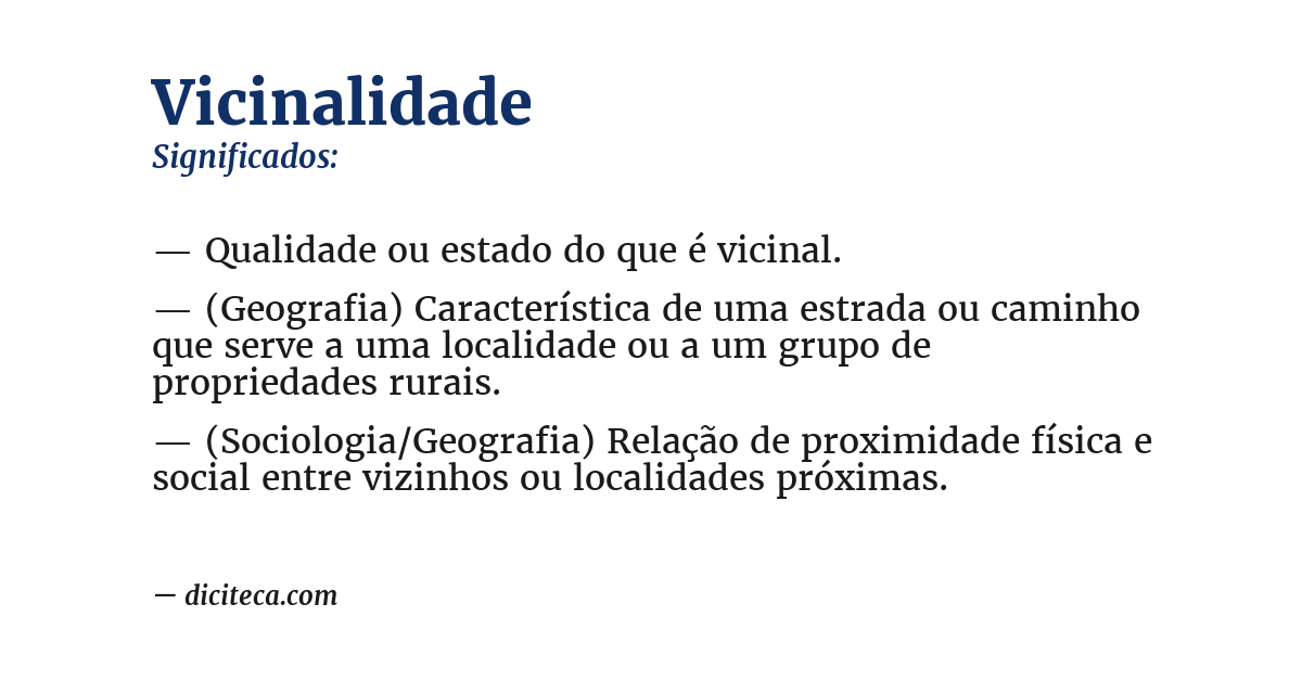 Significado de vicinalidade