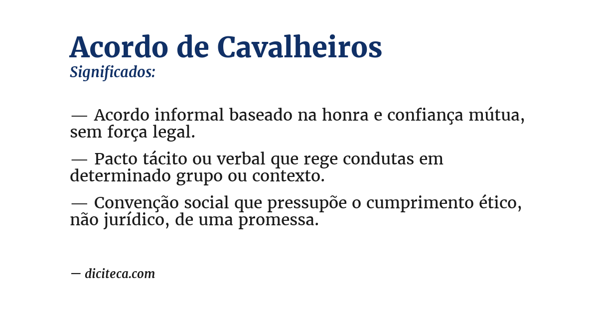 Significado de acordo de cavalheiros