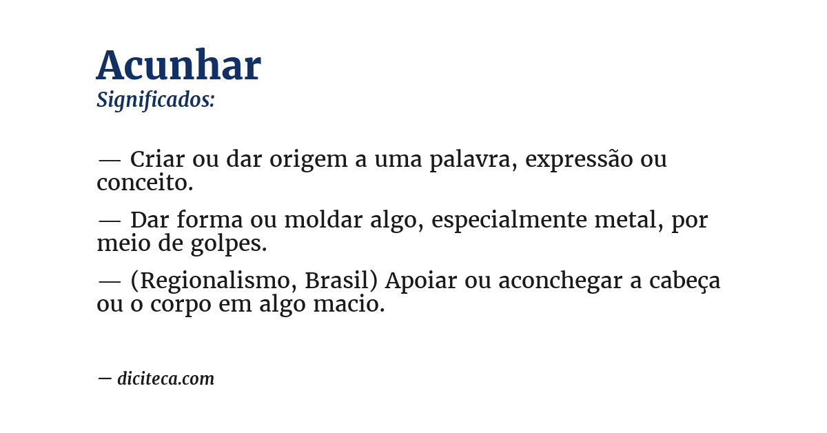 Significado de acunhar