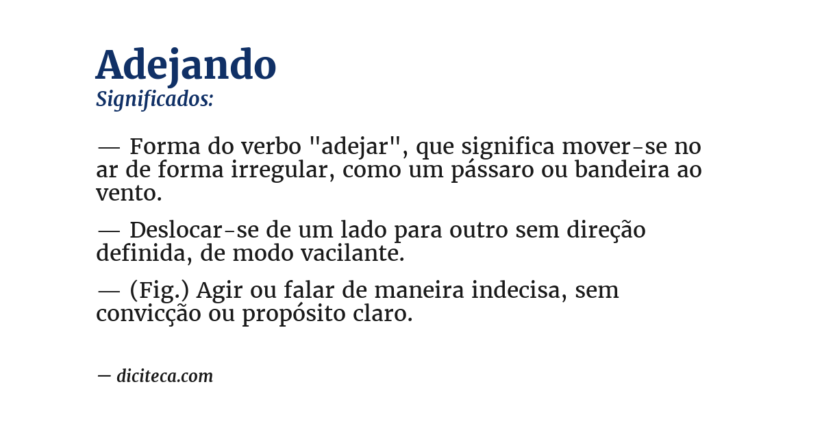 Significado de adejando
