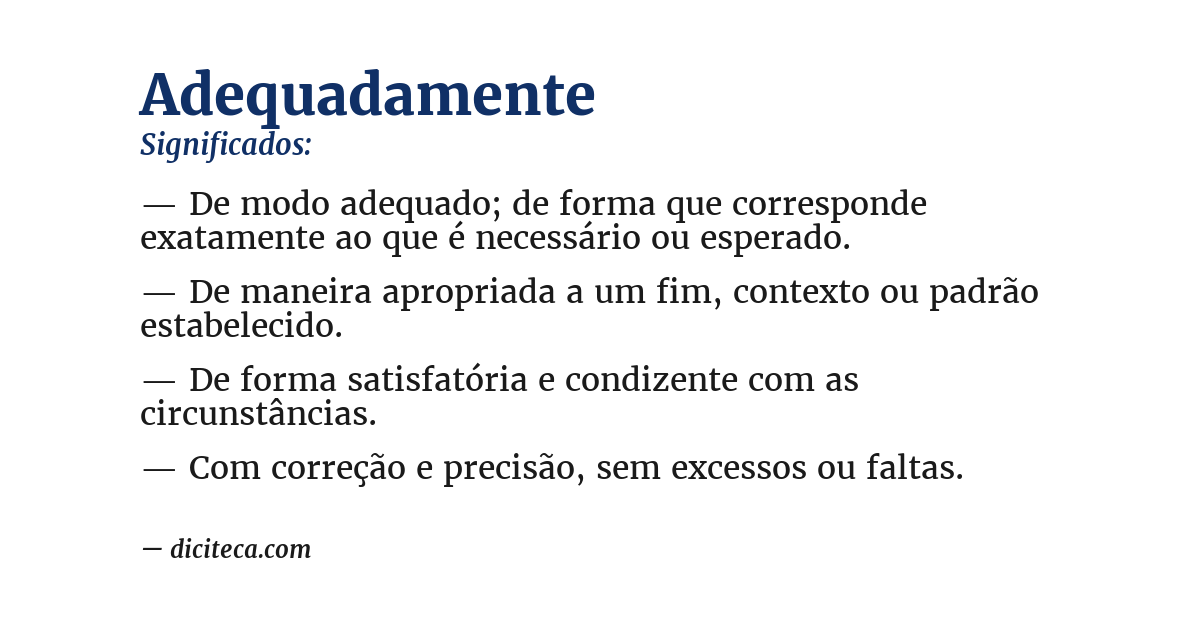 Significado de adequadamente