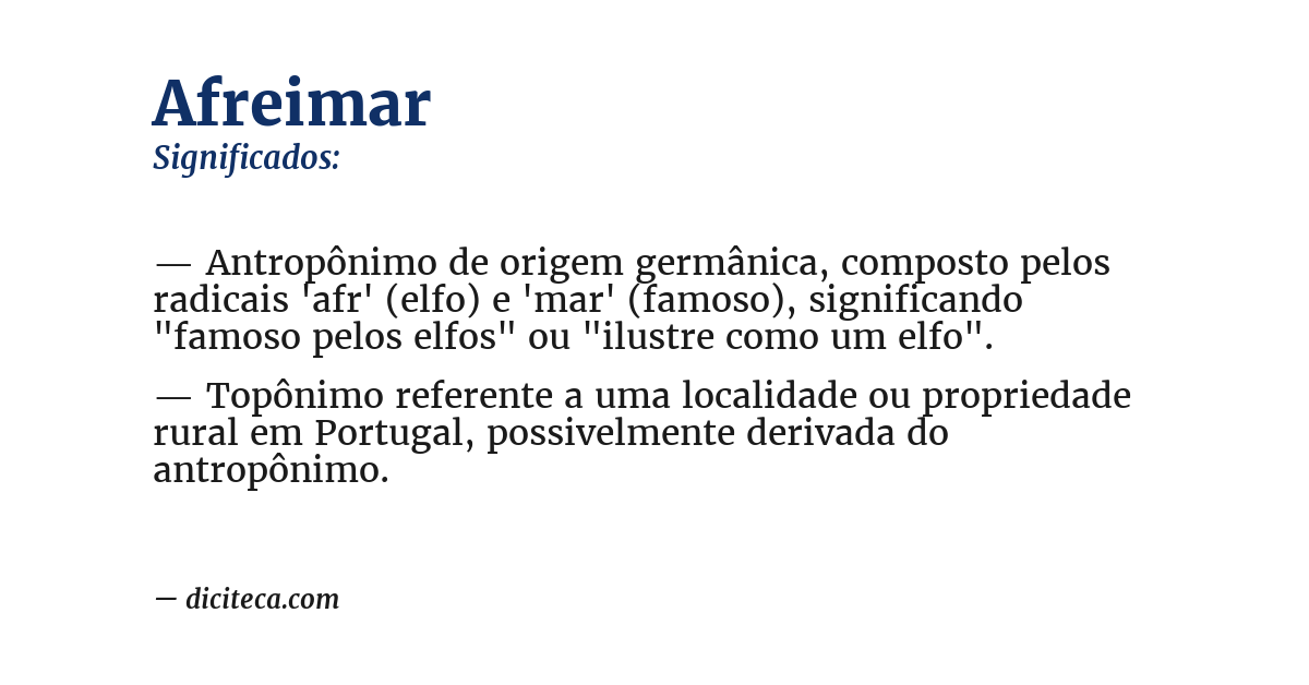 Significado de afreimar