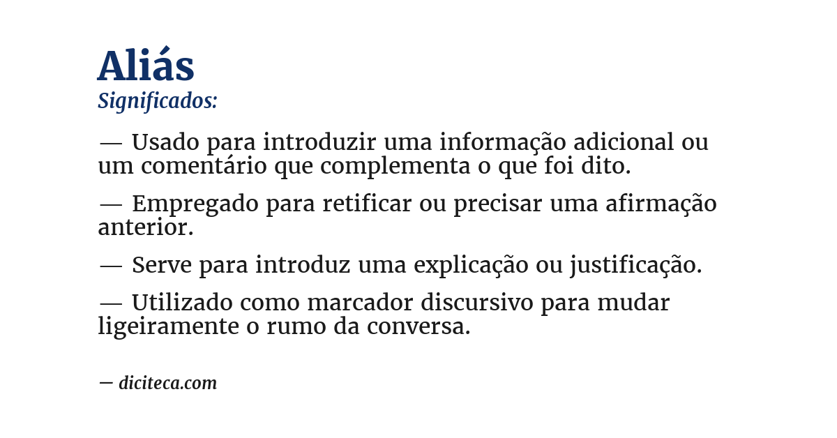 Significado de aliás