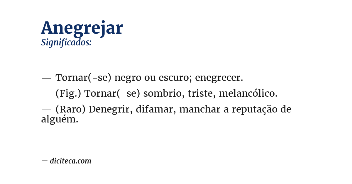 Significado de anegrejar