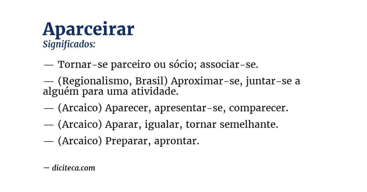 Significado de aparceirar