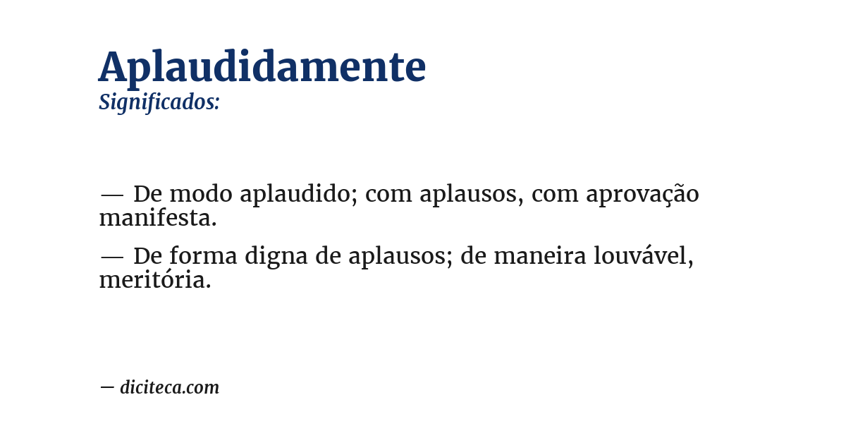 Significado de aplaudidamente