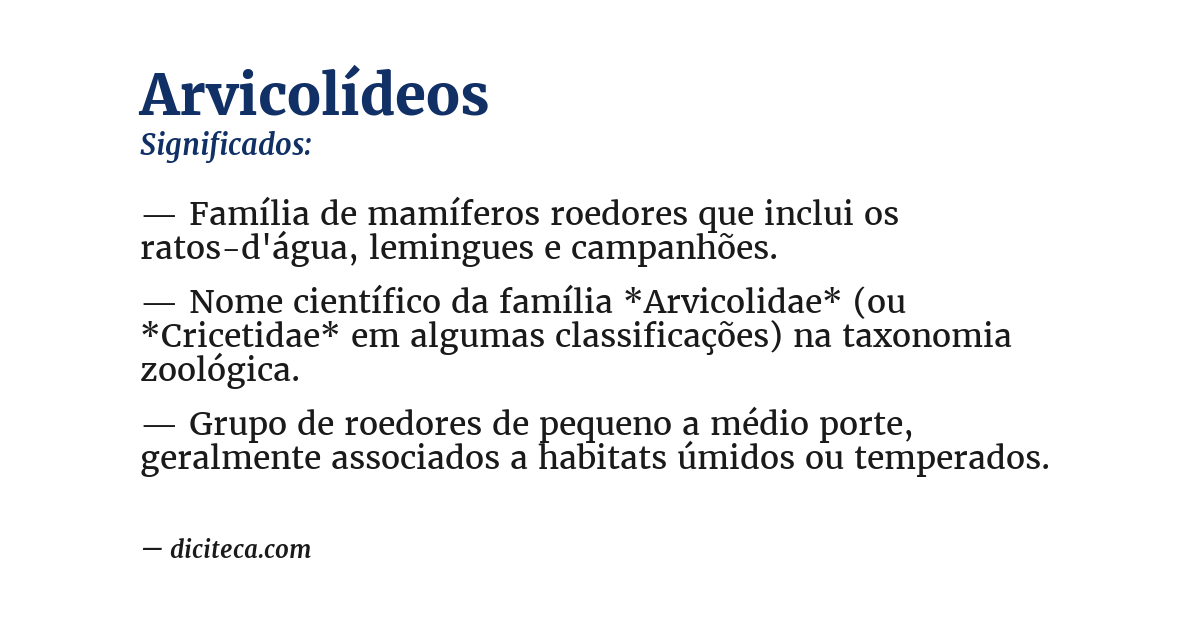 Significado de arvicolídeos