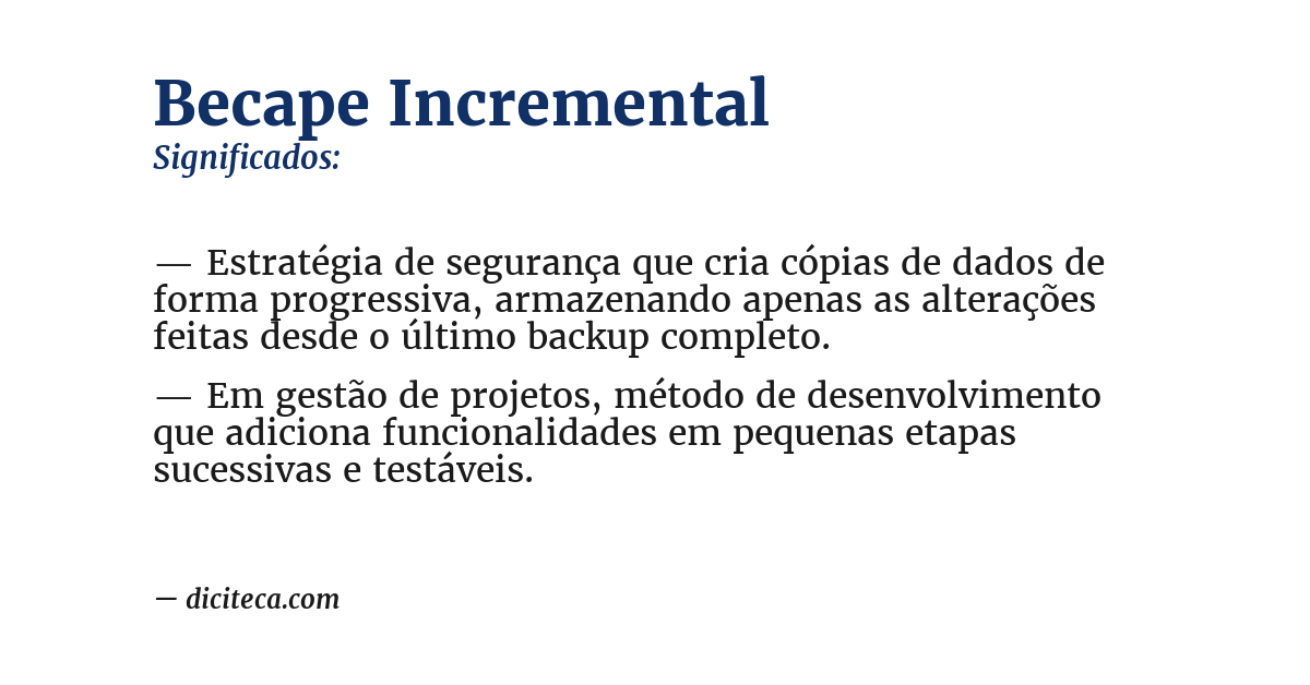 Significado de becape incremental