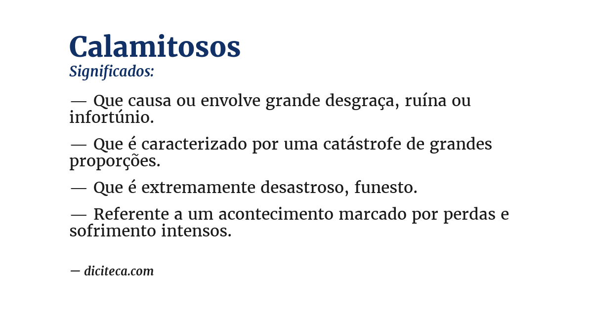 Significado de calamitosos