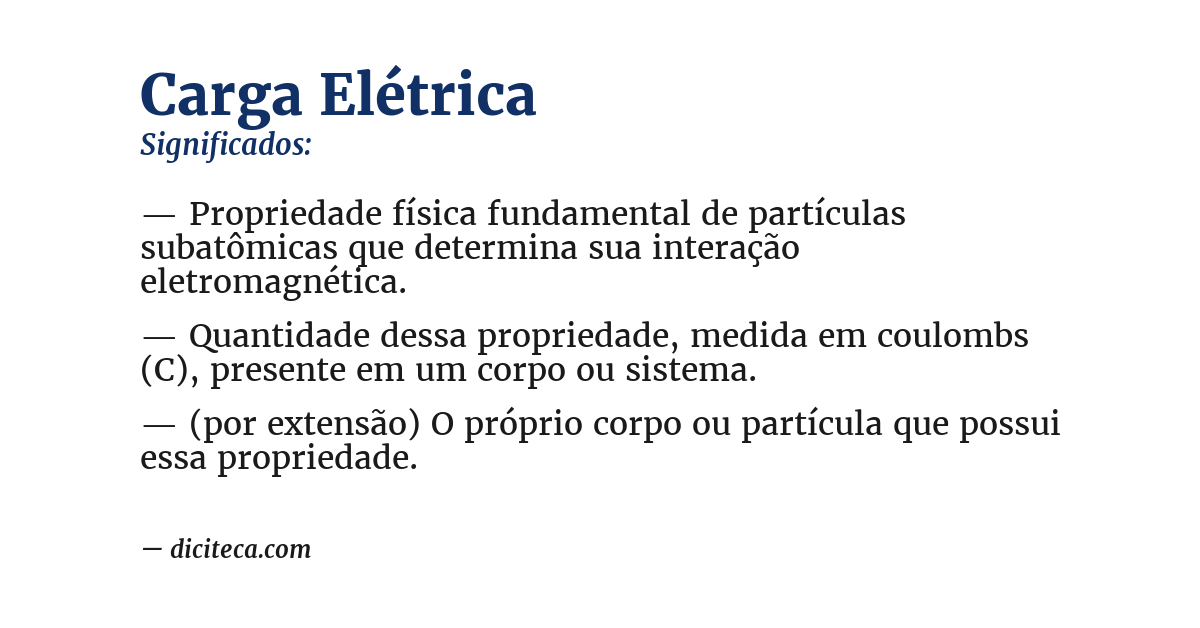 Significado de carga elétrica