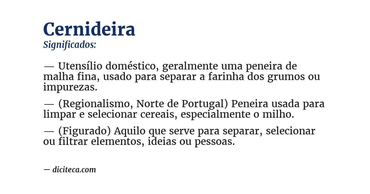 Significado de cernideira