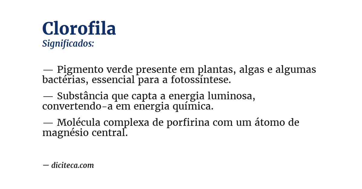 Significado de clorofila