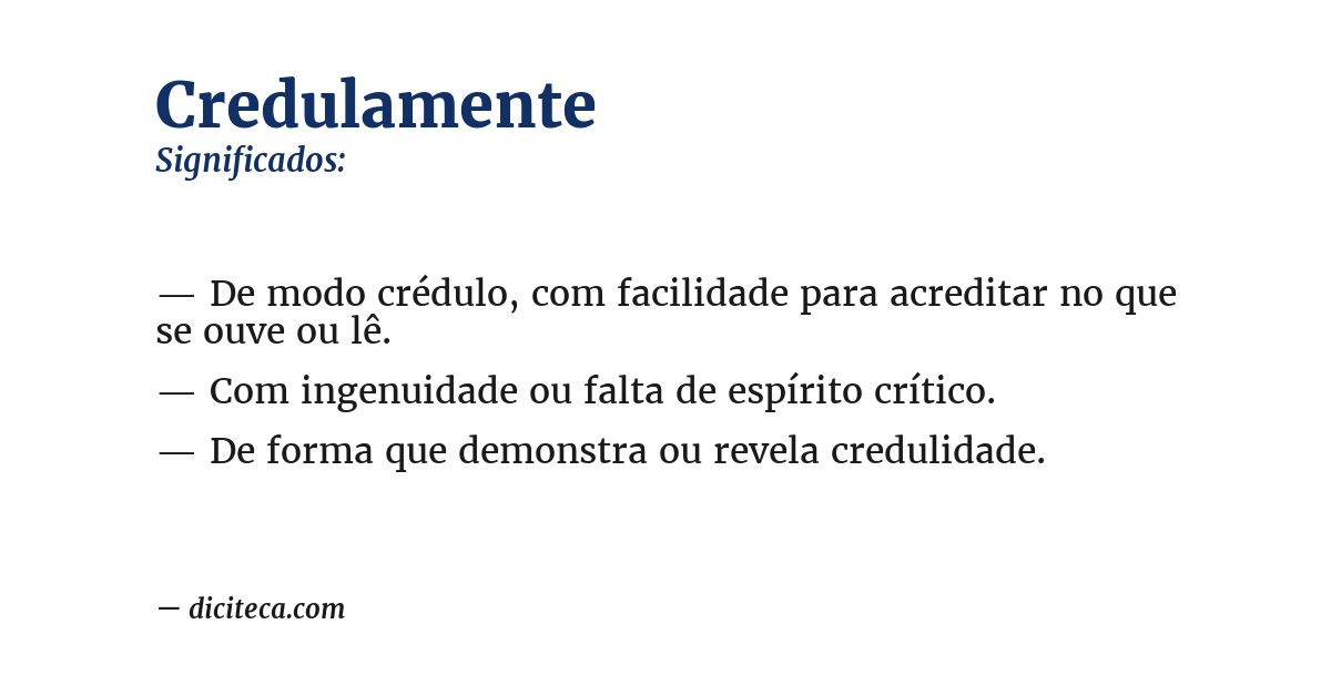 Significado de credulamente