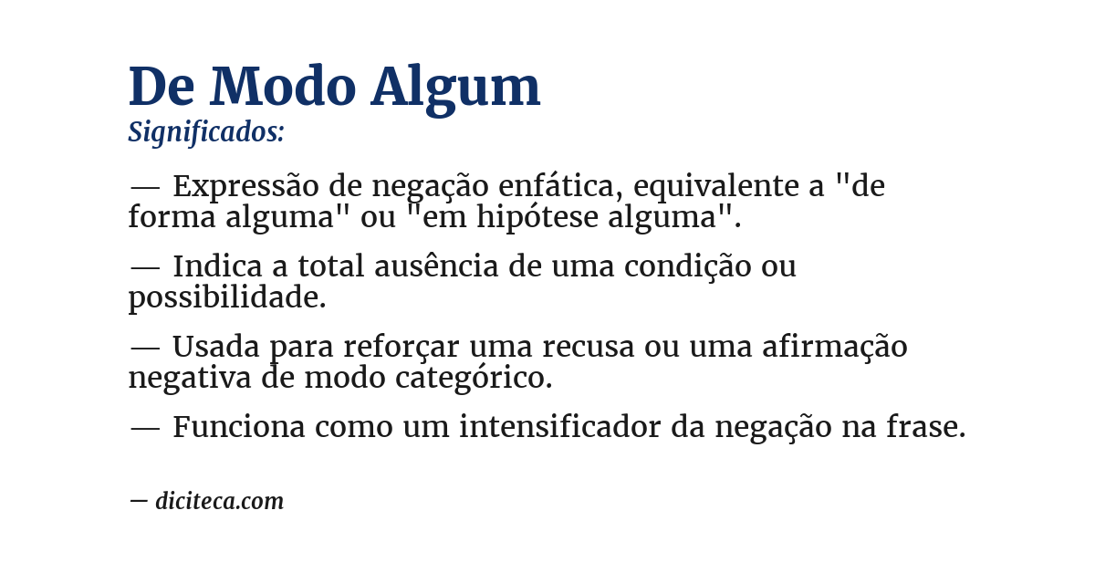 Significado de de modo algum