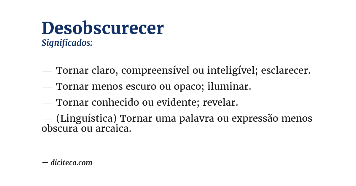 Significado de desobscurecer