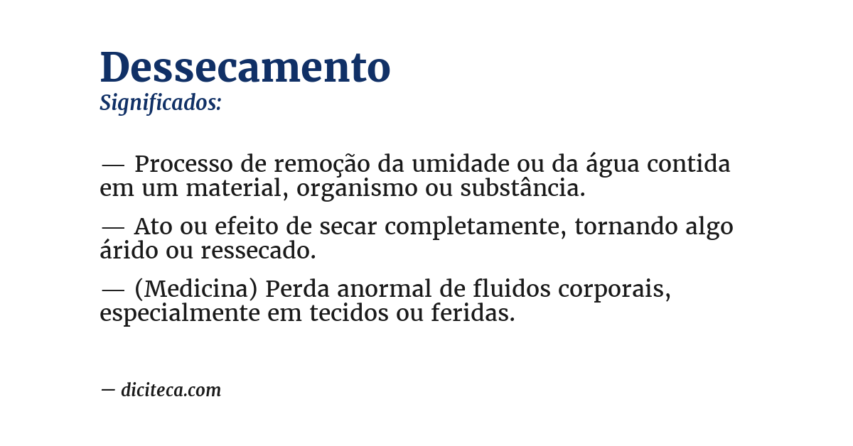 Significado de dessecamento