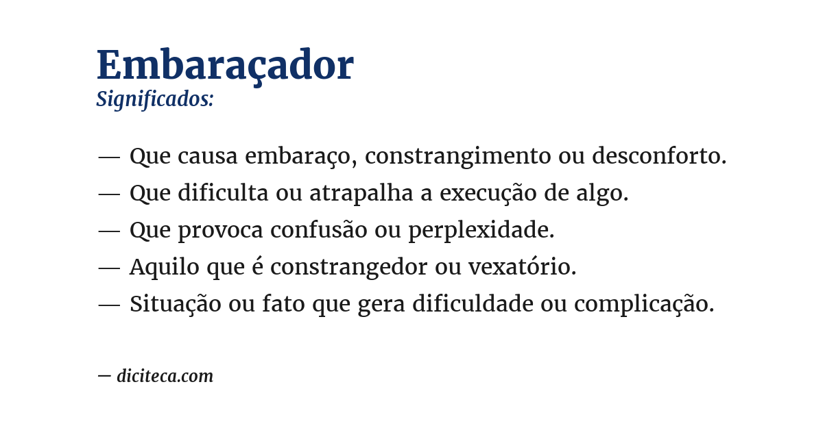 Significado de embaraçador