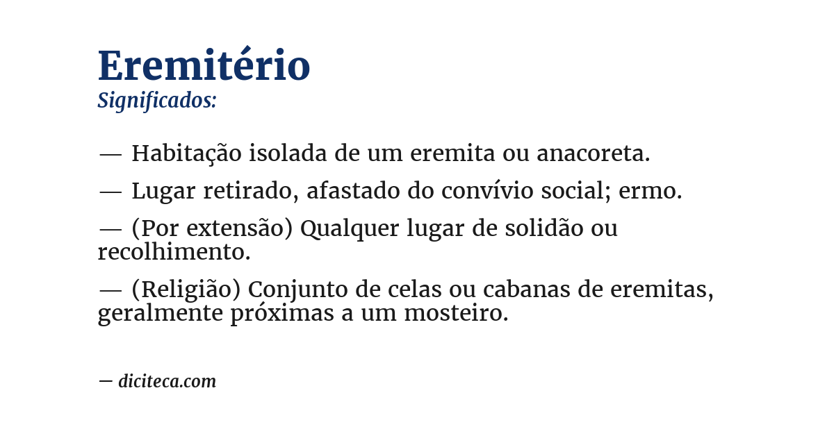 Significado de eremitério