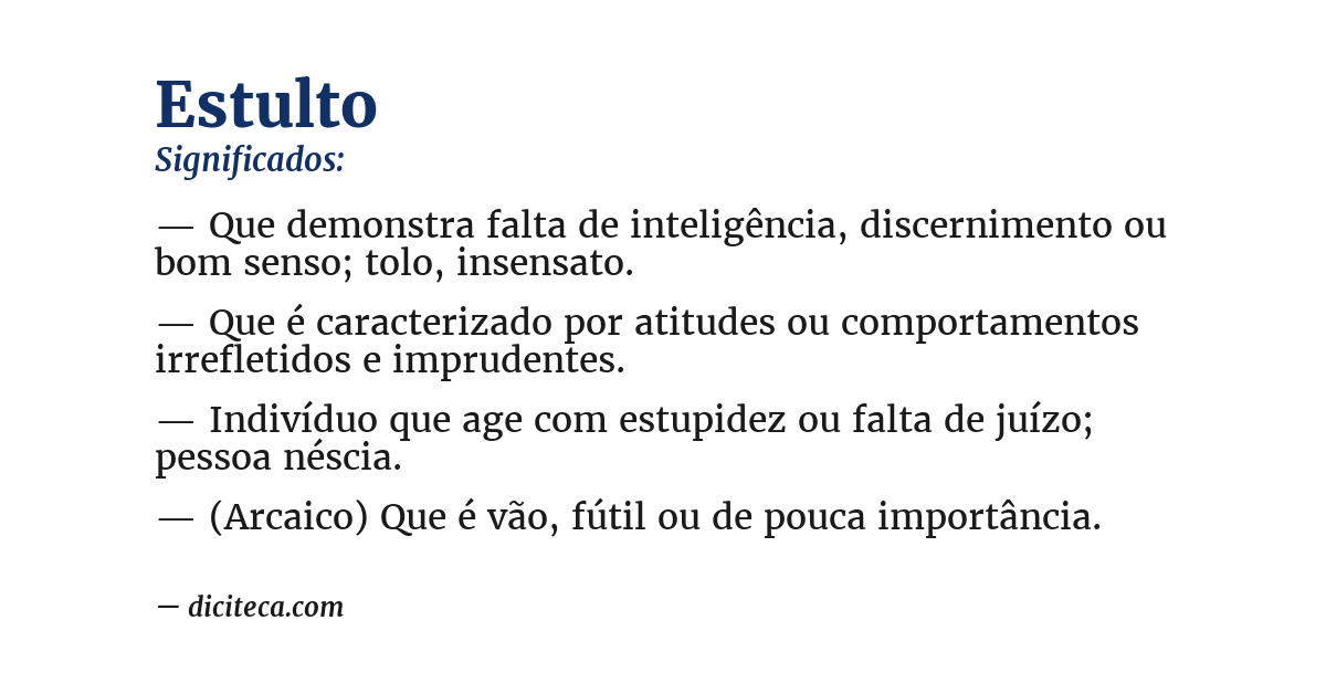 Significado de estulto