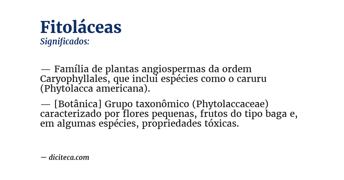 Significado de fitoláceas
