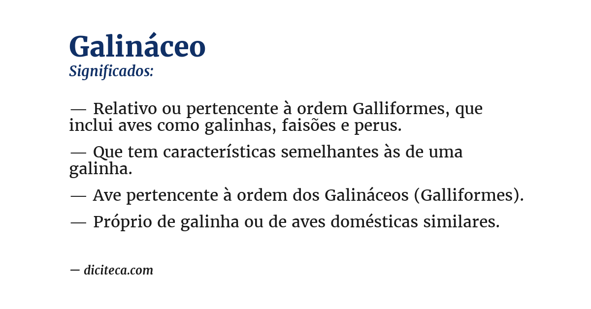 Significado de galináceo