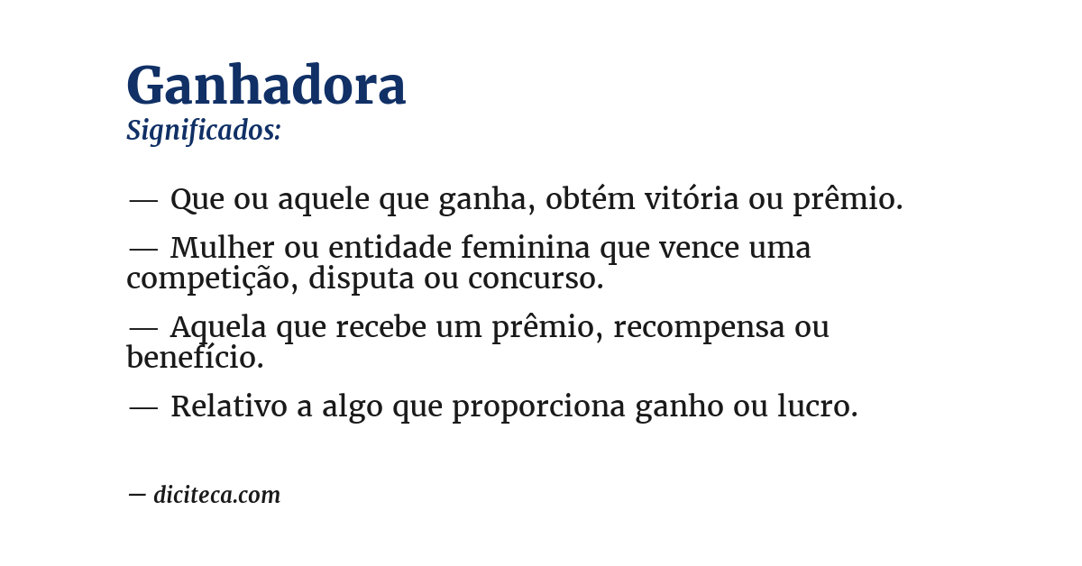 Significado de ganhadora