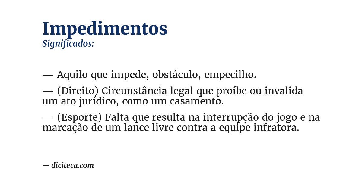 Significado de impedimentos