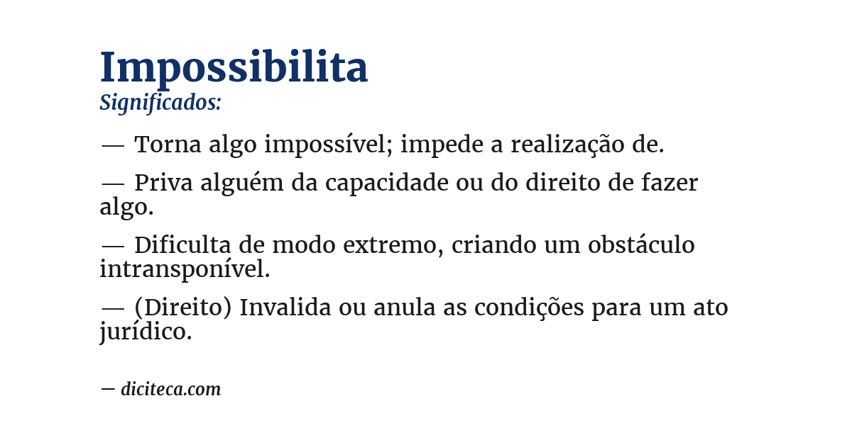 Significado de impossibilita