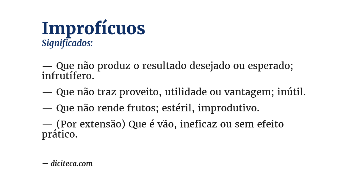 Significado de improfícuos