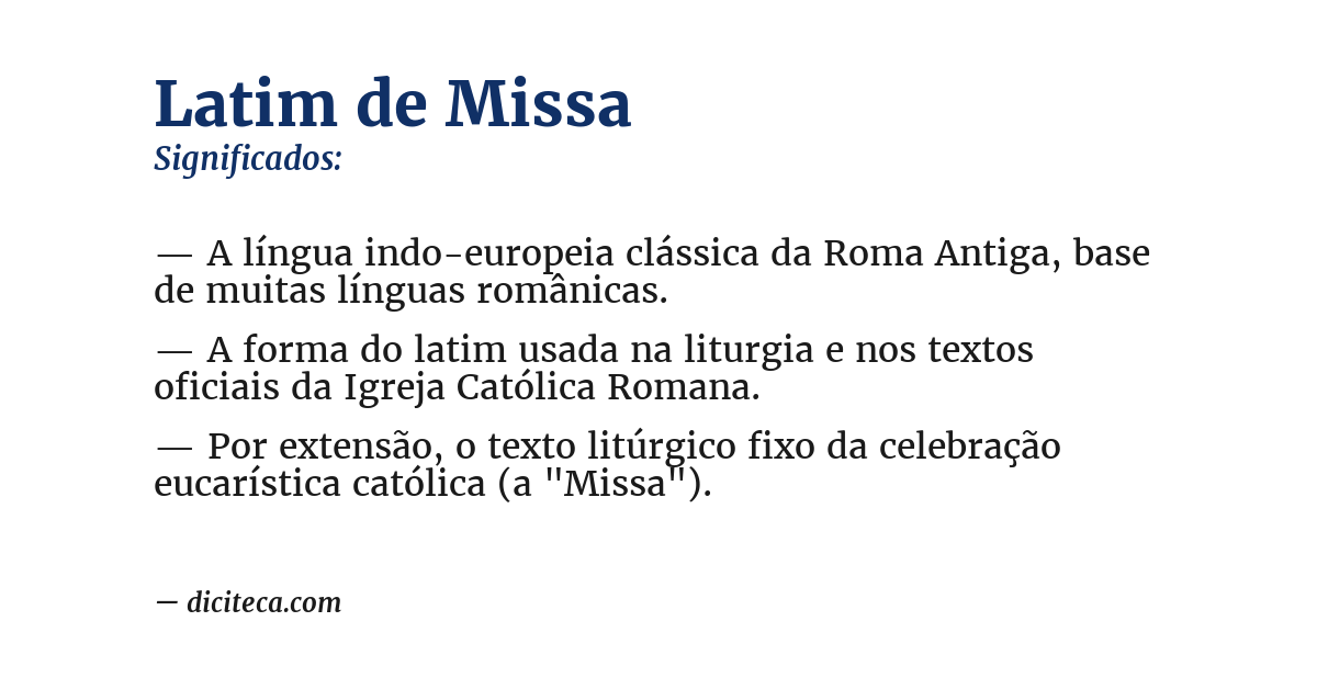 Significado de latim de missa