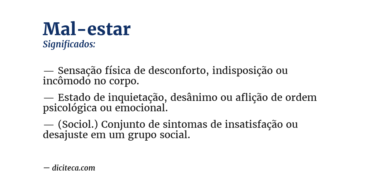 Significado de mal-estar