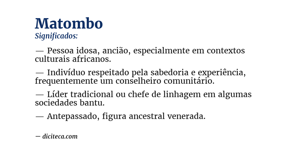 Significado de matombo