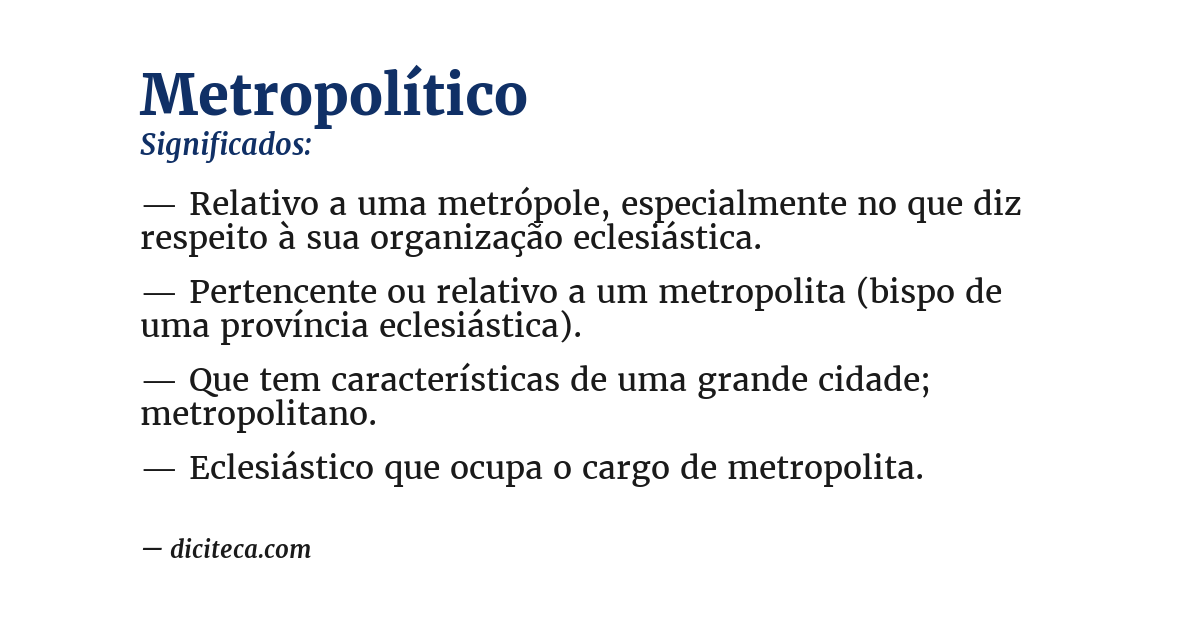 Significado de metropolítico
