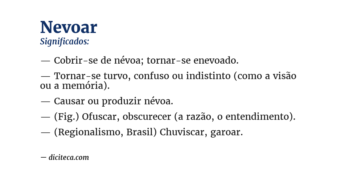 Significado de nevoar