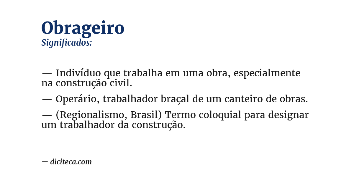 Significado de obrageiro