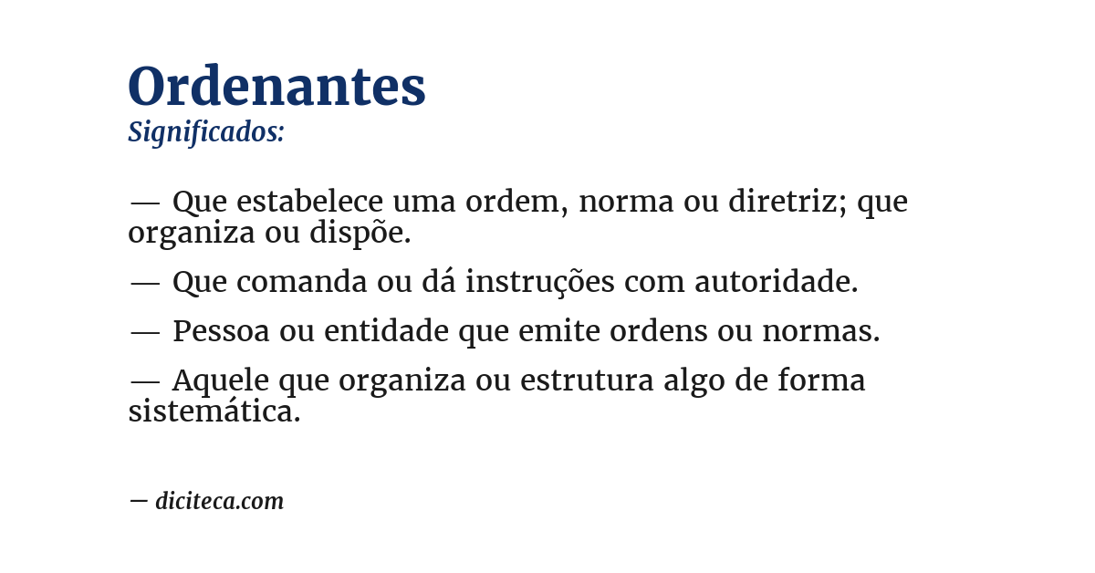 Significado de ordenantes