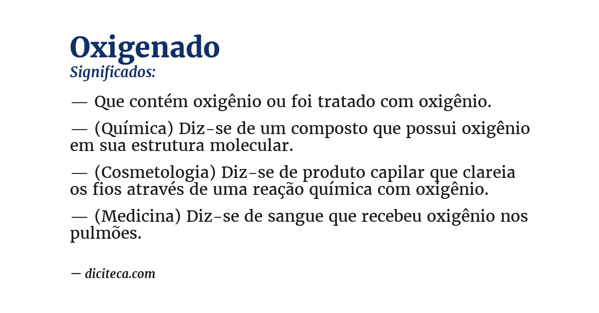 Significado de oxigenado