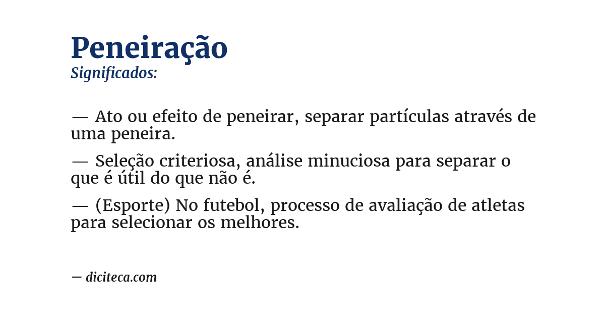 Significado de peneiração