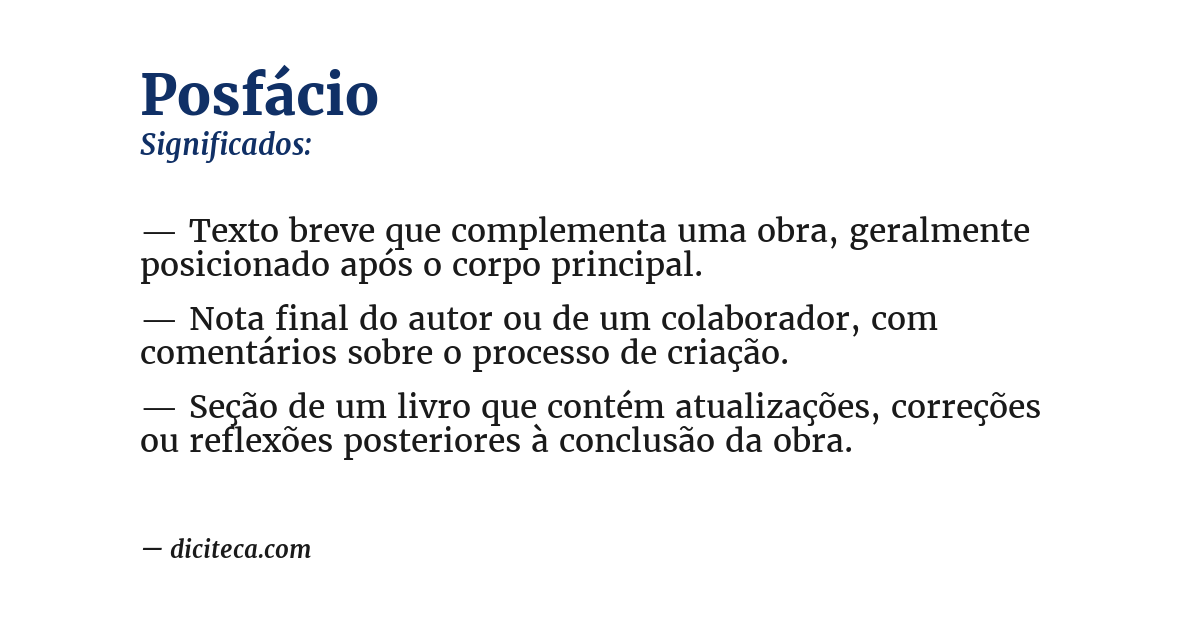 Significado de posfácio