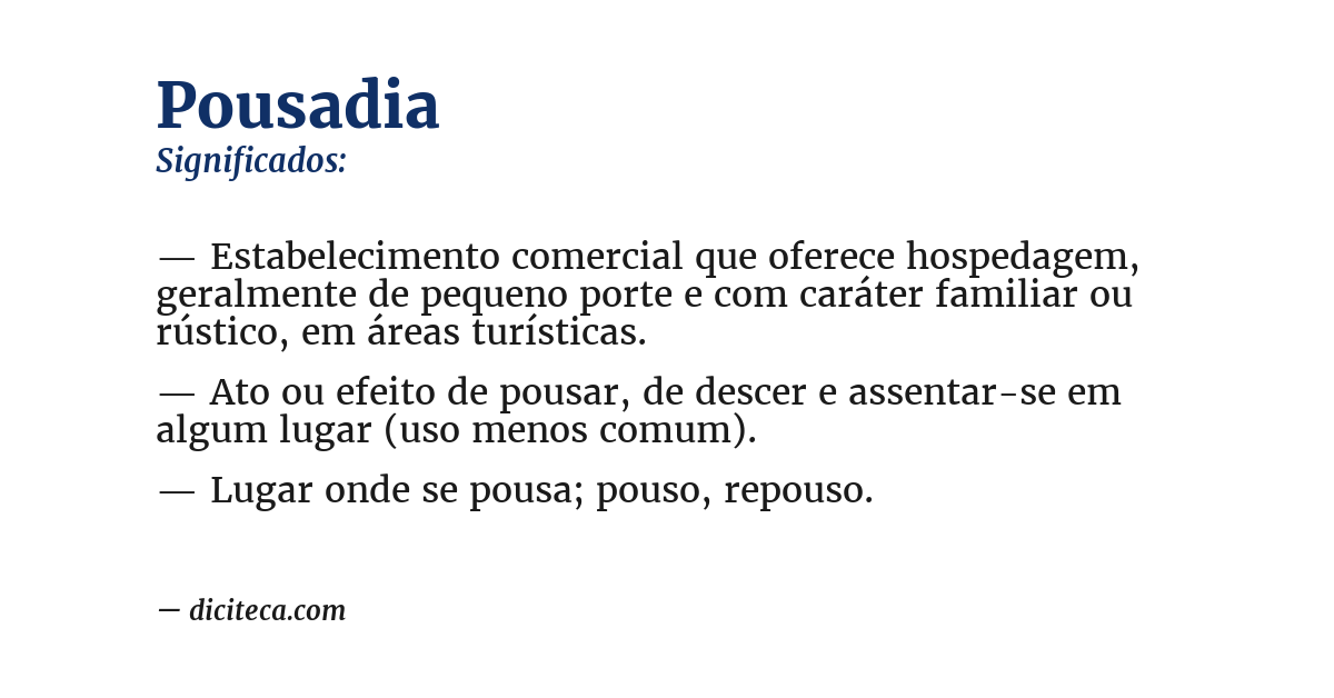 Significado de pousadia