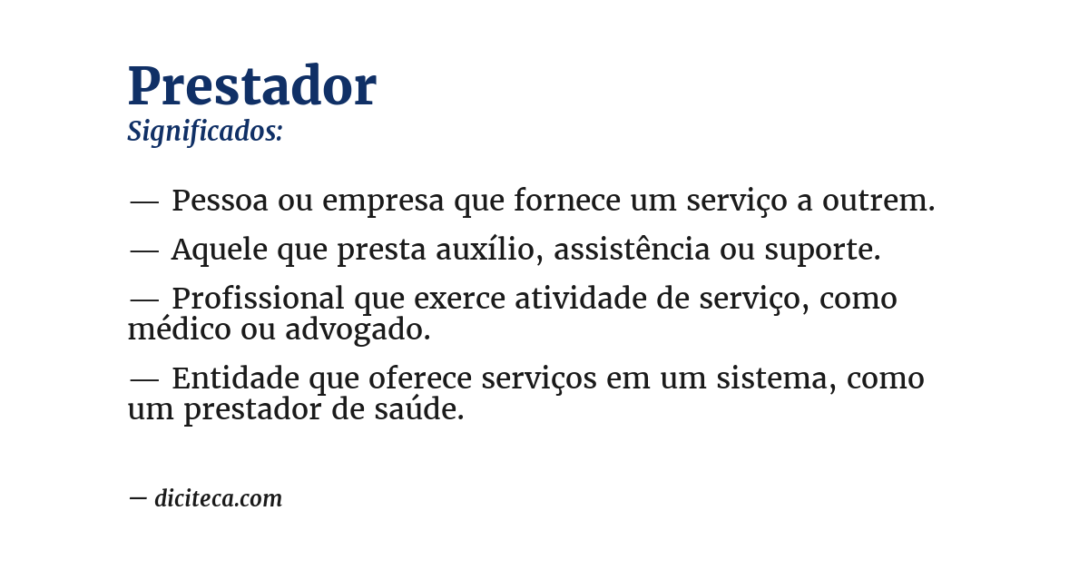 Significado de prestador