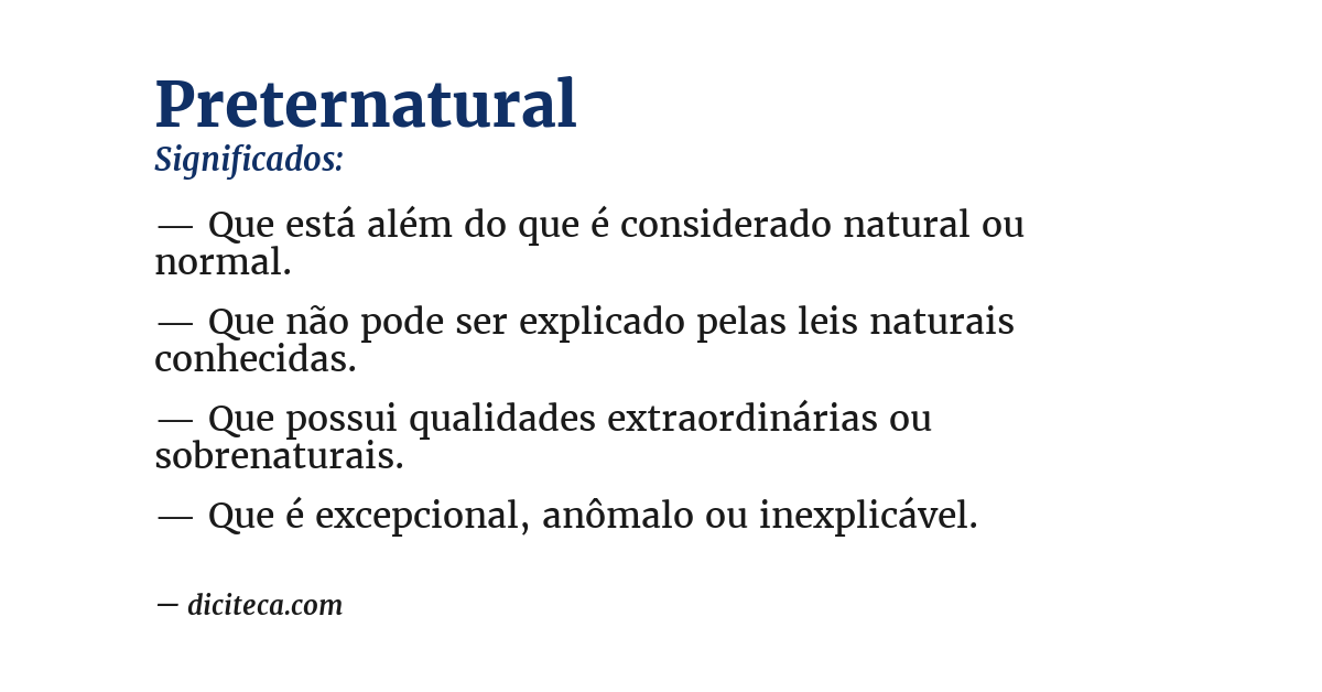 Significado de preternatural