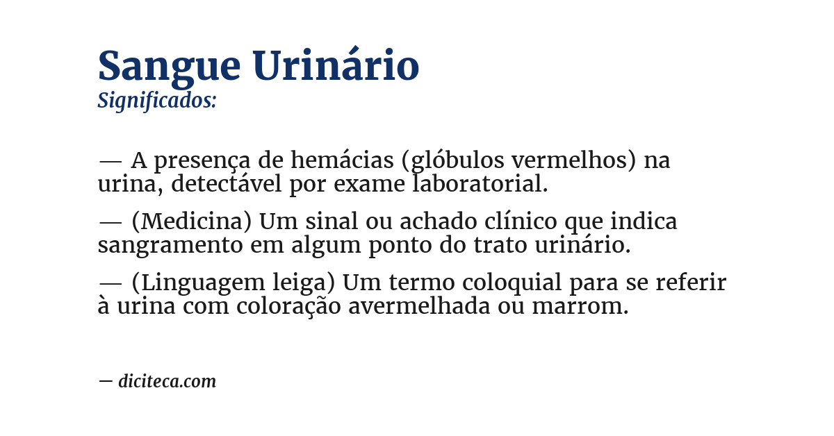 Significado de sangue urinário
