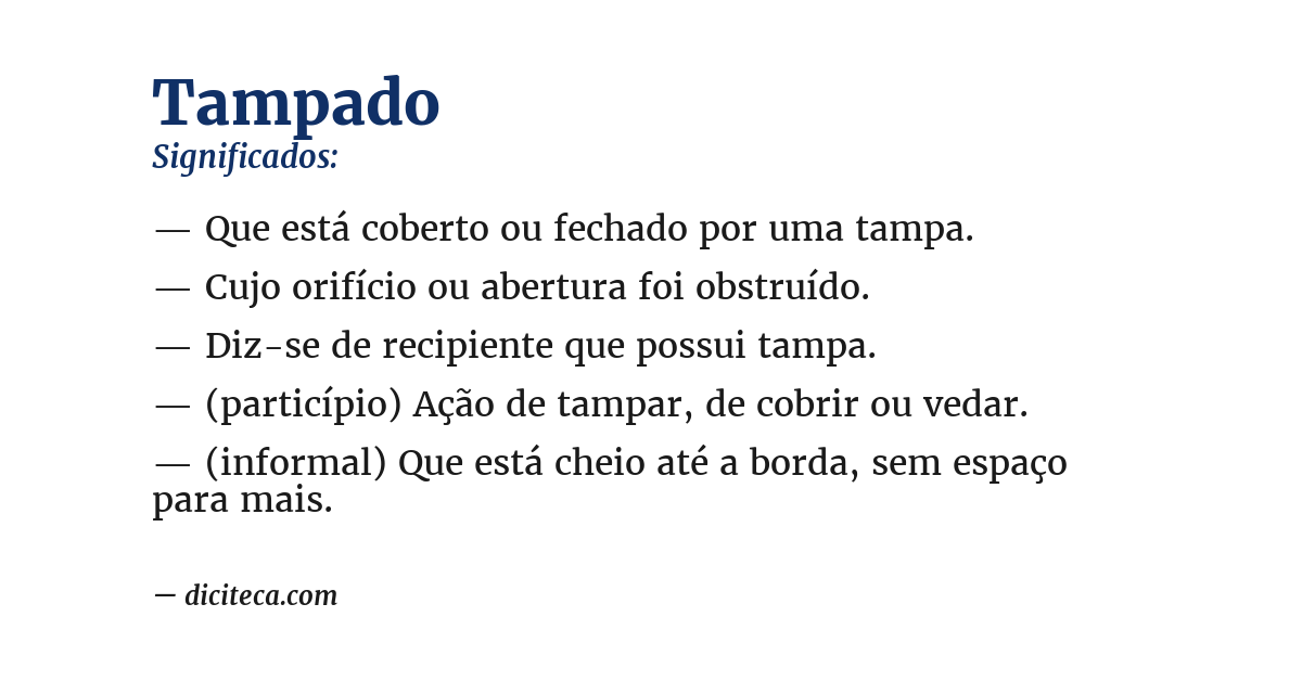 Significado de tampado