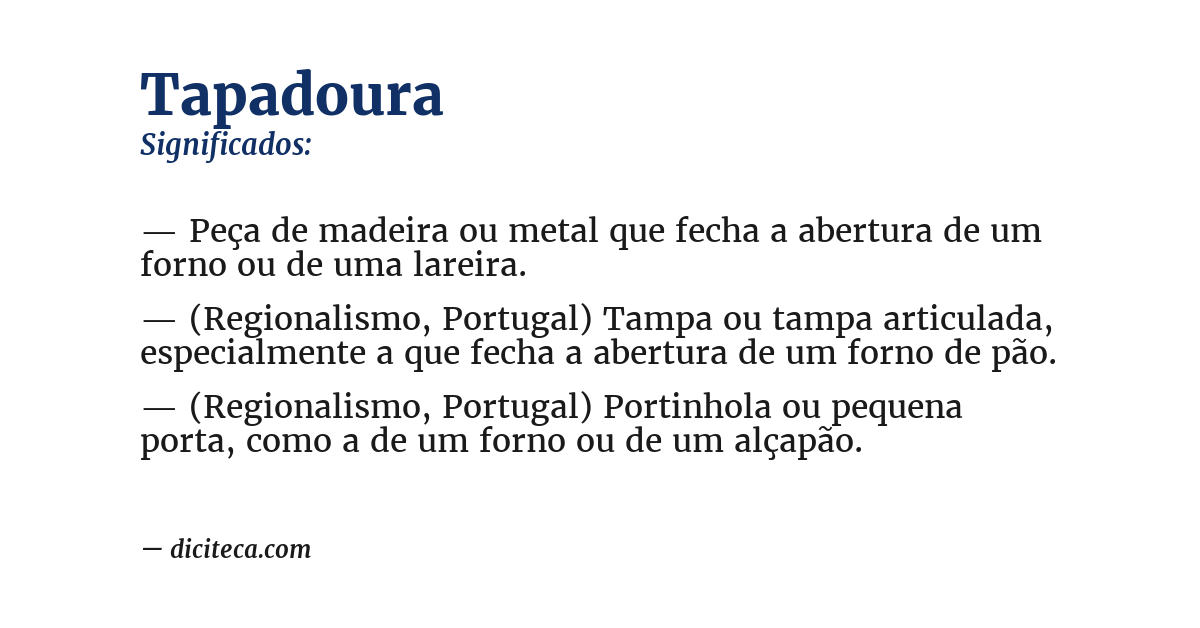 Significado de tapadoura