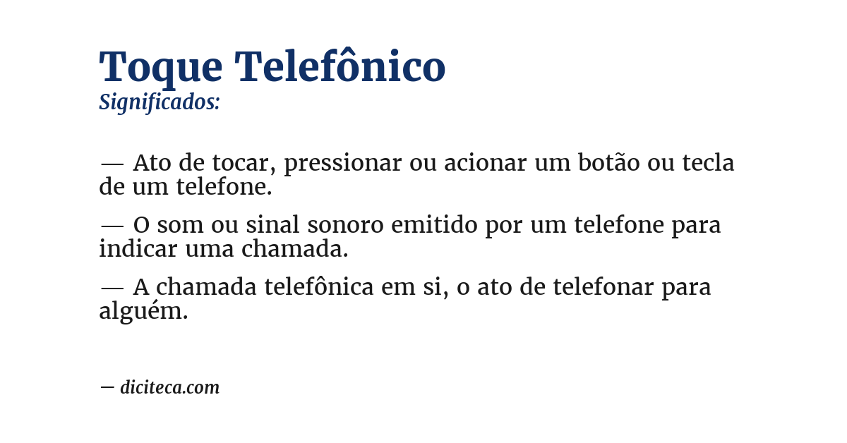 Significado de toque telefônico