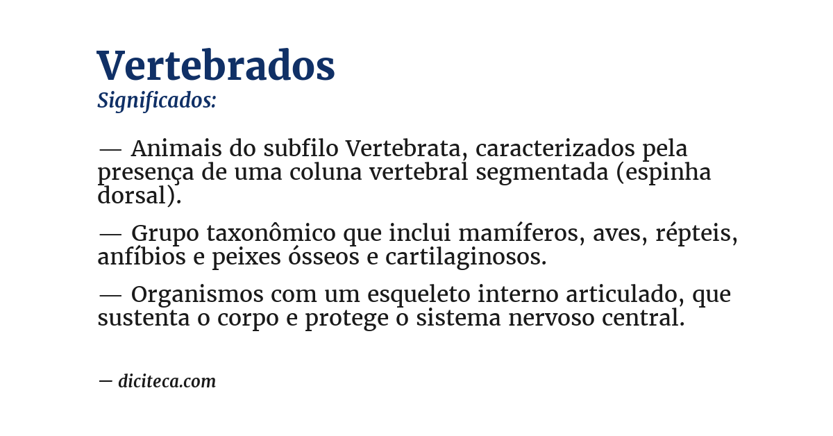 Significado de vertebrados