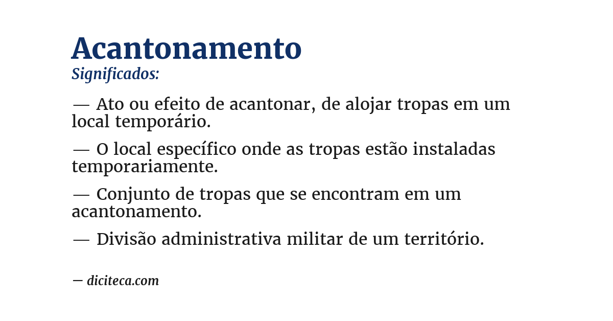Significado de acantonamento