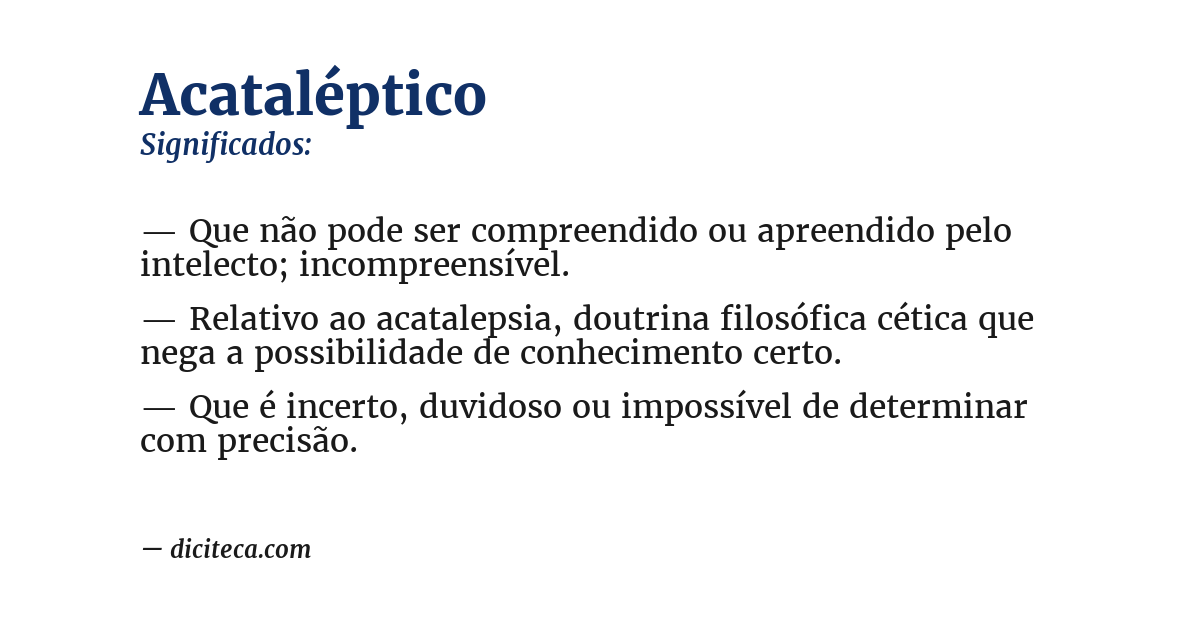 Significado de acataléptico