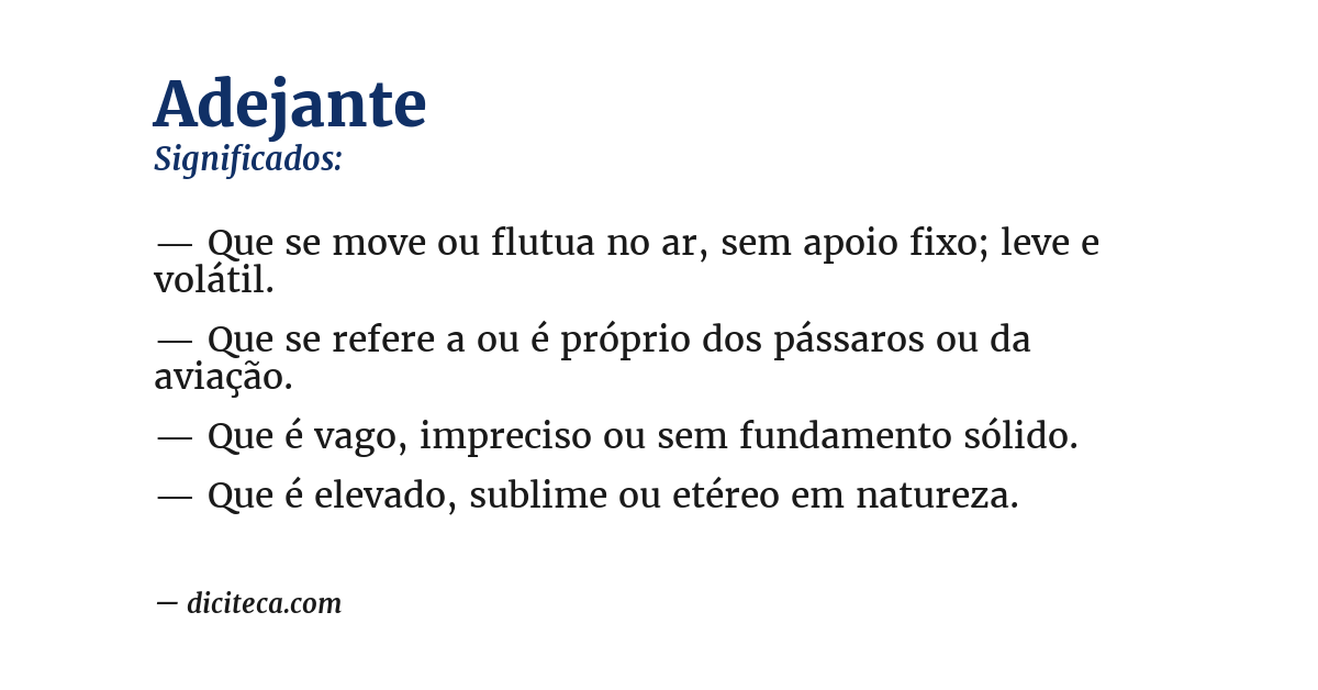 Significado de adejante